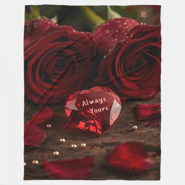 Soft Red Rose Cozy Romantic Valentine Plush  Fleece Blanket (Front)