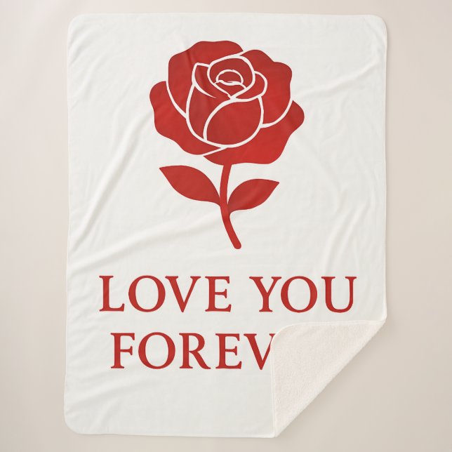 Soft Red Rose Forever Cozy Romantic Valentine day  Sherpa Blanket (Front)