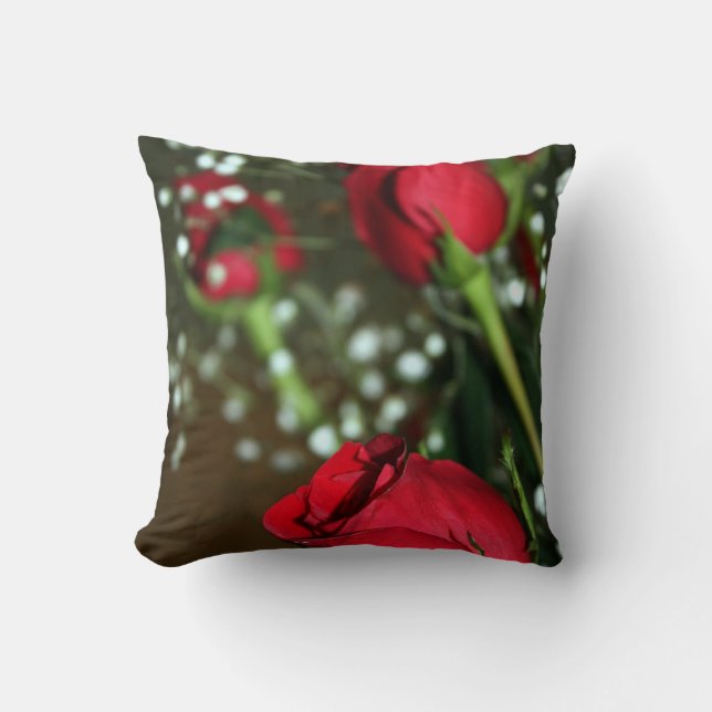 Soft Red Roses Pillow (Front)