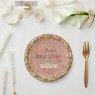 Soft Renaissance Rococo Aesthetic Bridal Shower Paper Plate
