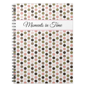 Soft, Retro Olive, Pink, and Brown Polka Dots Notebook