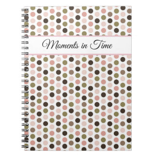 Soft, Retro Olive, Pink, and Brown Polka Dots Notebook