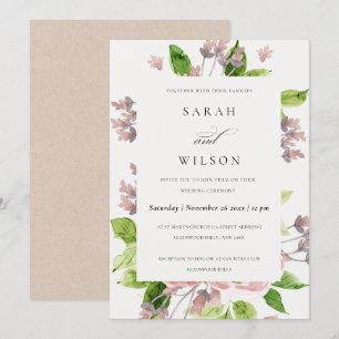 SOFT ROMANTIC BLUSH PINK WATERCOLOR FLORAL WEDDING INVITATION