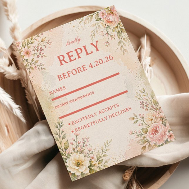 Soft Romantic Floral RSVP Card (Creator Uploaded)