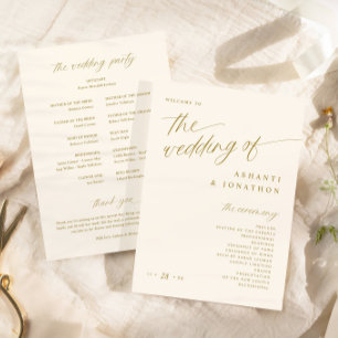 Soft Romantic Gold and Light Ivory Wedding Program