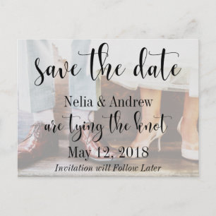 Soft Romantic Photo Typography 30 Save the Date 3 Announcement Postcard