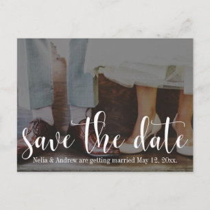 Soft Romantic Photo Typography 30 Save the Date 5b Announcement Postcard