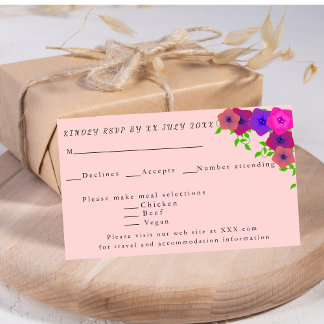 Soft Romantic Pink Petunia RSVP Card