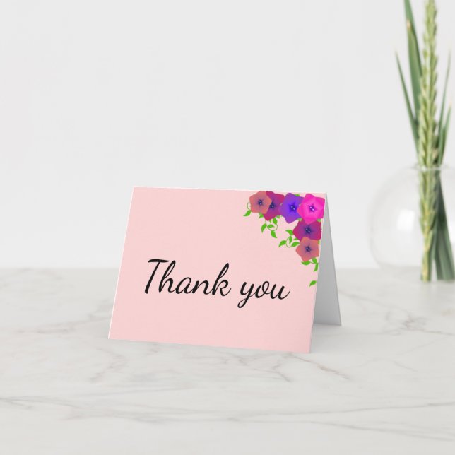 Soft Romantic Pink Petunia Thank You Card (Front)