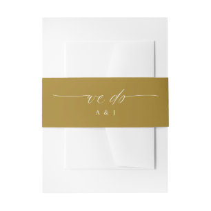 Soft Romantic We Do Gold and Cream Wedding Invitation Belly Band