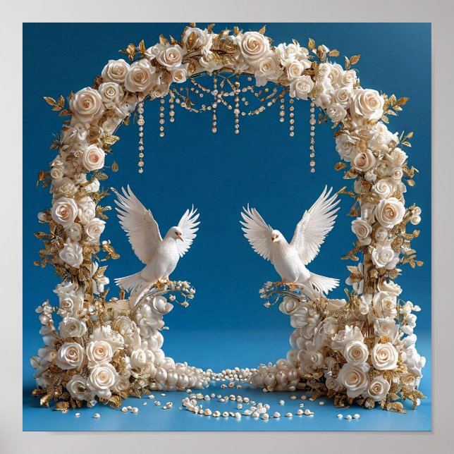 Soft Romantic Wedding Doves Love Art 🕊️💖🌼✨ Poster (Front)