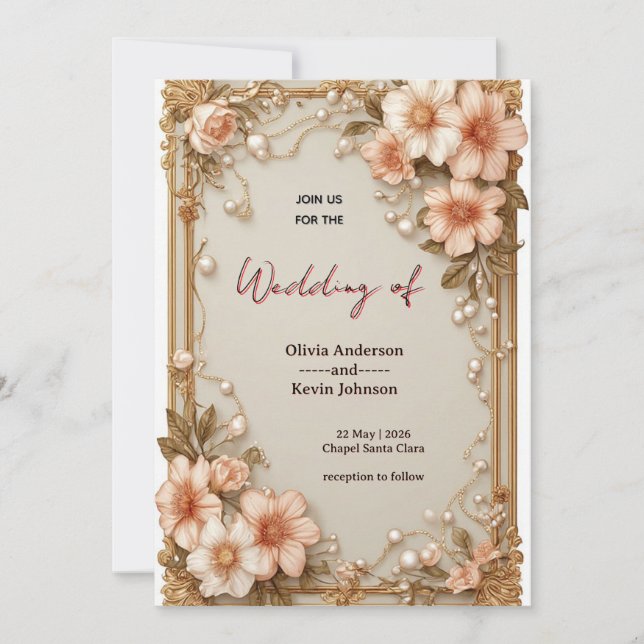 🌿 Soft Romantic Wedding Floral Layout 🌿 Invitation (Front)