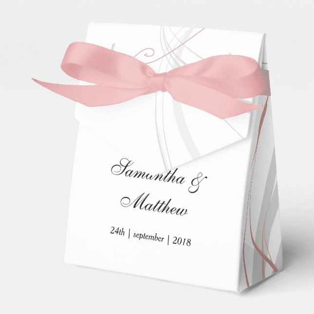 Soft Rose and Grey Flourishes Favour Box (Front Side)