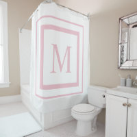 Soft Rose and white square border monogram