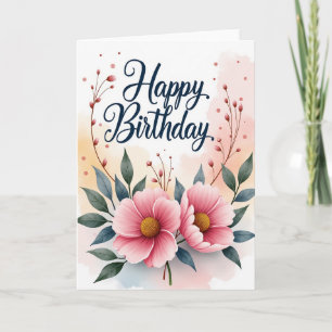 Soft Rose Birthday Bloom Card