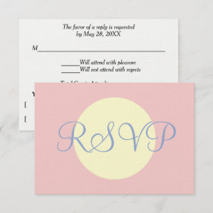 Soft Rose Blue Pastel Geometric Wedding RSVP Card