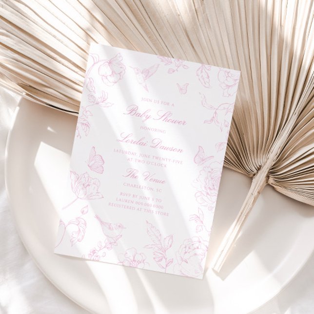 Soft Rose Chinoiserie Baby Shower Invitation (Creator Uploaded)