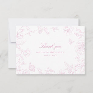 Soft Rose Chinoiserie Baby Shower Thank You Card