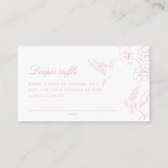 Soft Rose Chinoiserie Diaper Raffle Enclosure Card (Front)