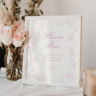 Soft Rose Chinoiserie Flower Bar  Poster