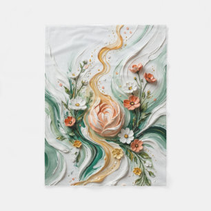 Soft Rose Flowers Delicate Ribbons Floral Art Flee Fleece Blanket