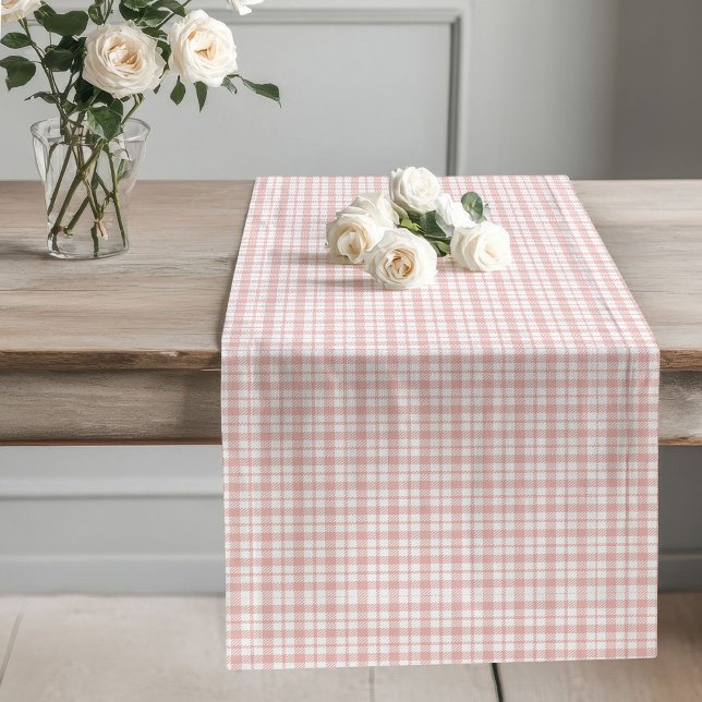 Soft Rose Gold Plaid Runner for Cosy Meals (Soft Rose Gold Plaid Runner for Cozy Meals)