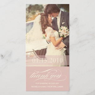 SOFT ROSE SCRIPT THANKS WEDDING THANK YOU CARD