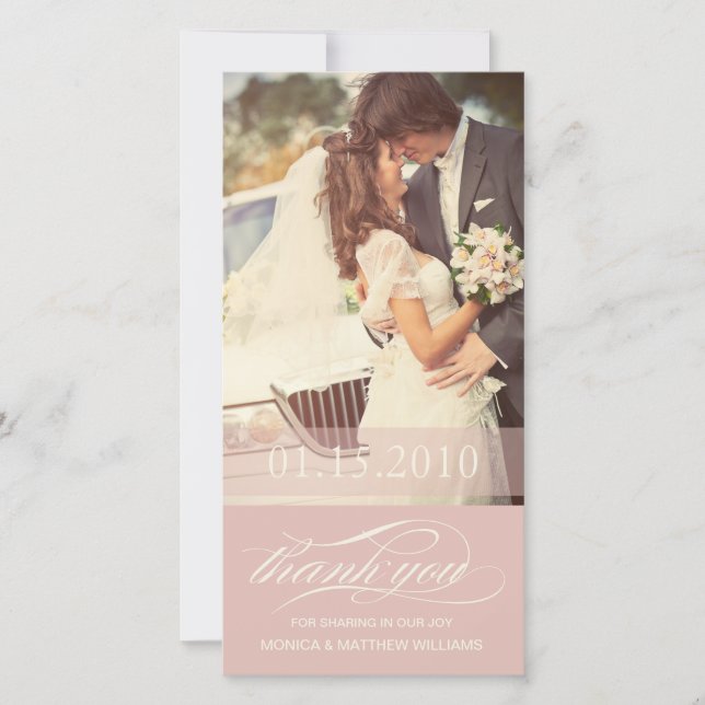 SOFT ROSE SCRIPT THANKS | WEDDING THANK YOU CARD (Front)