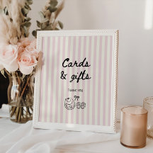 Soft Rose Stripes Baby Shower Cards and Gifts