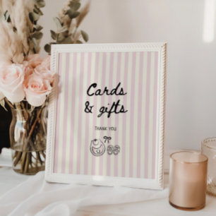 Soft Rose Stripes Baby Shower Cards and Gifts Poster