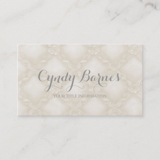Soft Rose Trellis in Ivory Business Card (Front)