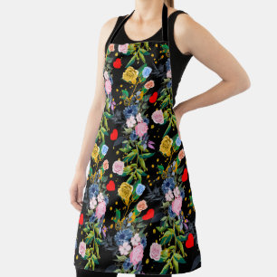 Soft roses black Field roses Apron