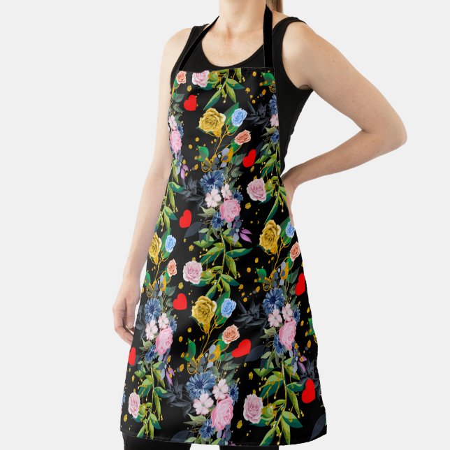 Soft roses black Field | roses Apron (Insitu)