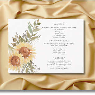 Soft Rustic Large Boho Sunflowers Wedding Details Enclosure Card