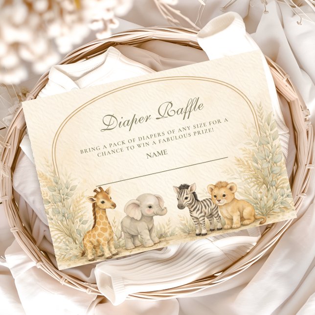 Soft Safari Jungle Diapper Raffle Enclosure Card (Creator Uploaded)