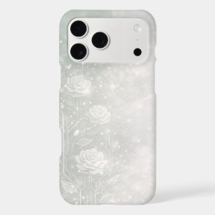 Soft sage and frosted white florals AI art