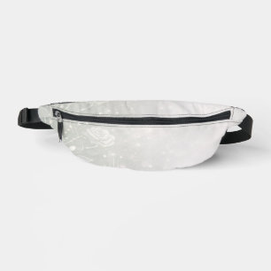 Soft sage and frosted white florals AI art  Bum Bags