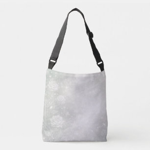 Soft sage and frosted white florals AI art Crossbody Bag