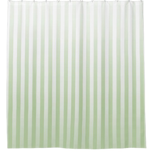 Soft Sage and White Gradated Stripes Shower Curtain (Front)