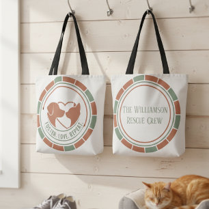 Soft Sage Boho Foster Love Repeat Rescue Gift Tote Bag