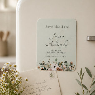 Soft Sage Botanical Save the Date Magnet