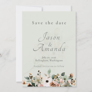 Soft Sage Botanical Save the Date Wedding Invitation