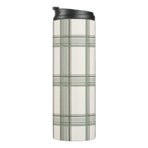 Soft Sage Cream Plaid Aesthetic Thermal Tumbler