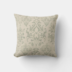 Soft Sage Damask Decorative Cushion