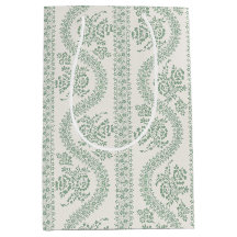 Soft Sage Floral Stripe on Cream