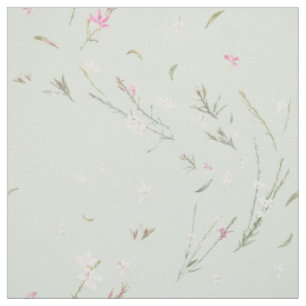 Soft Sage Gaura Watercolor Floral Fabric