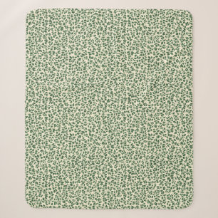 Soft Sage Green Botanical Leaf Foliage Pattern Sherpa Blanket