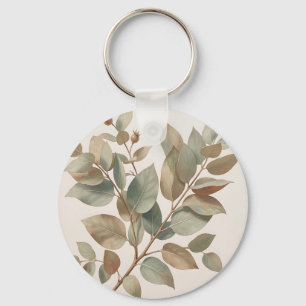 Soft Sage Green Eucalyptus Leaves Botanical Key Ring