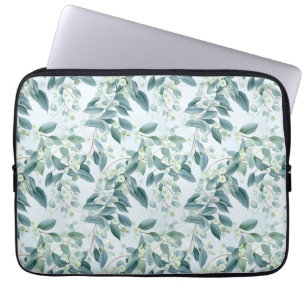 Soft Sage Green Eucalyptus Watercolour-style Laptop Sleeve