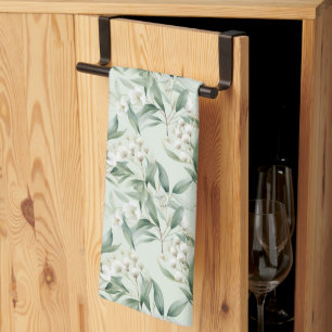 Soft Sage Green Floral Eucalyptus Tea Towel